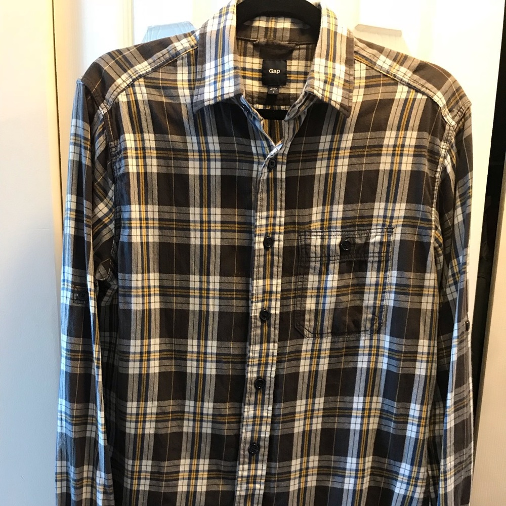 Gap Plaid Flannel Bttn Down (Grey Yellow White)